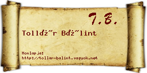 Tollár Bálint névjegykártya